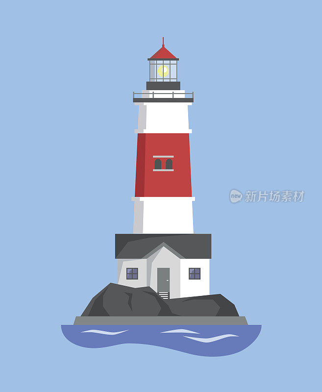 The image of the lighthouse on the mountain